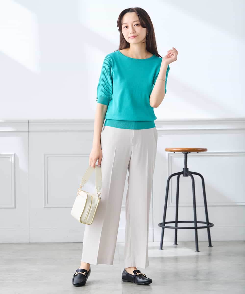 K3LGD16049 a.v.v Elmi(アー・ヴェ・ヴェ) 【低身長サイズ/接触冷感/速乾/UVカット/イージーケア】スッキリ見えストレートパンツ ピンク