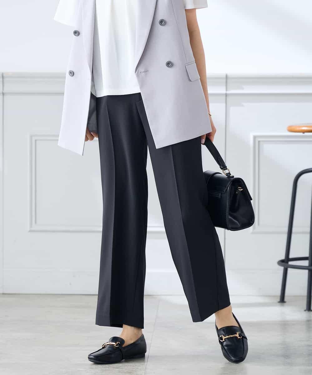 K3LGD16049 a.v.v Elmi(アー・ヴェ・ヴェ) 【低身長サイズ/接触冷感/速乾/UVカット/イージーケア】スッキリ見えストレートパンツ ピンク