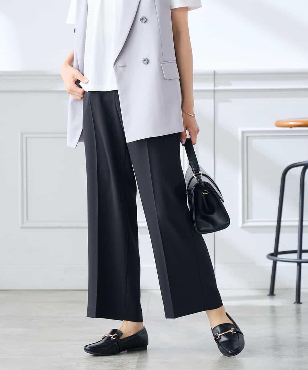 K3LGD16049 a.v.v Elmi(アー・ヴェ・ヴェ) 【低身長サイズ/接触冷感/速乾/UVカット/イージーケア】スッキリ見えストレートパンツ ピンク