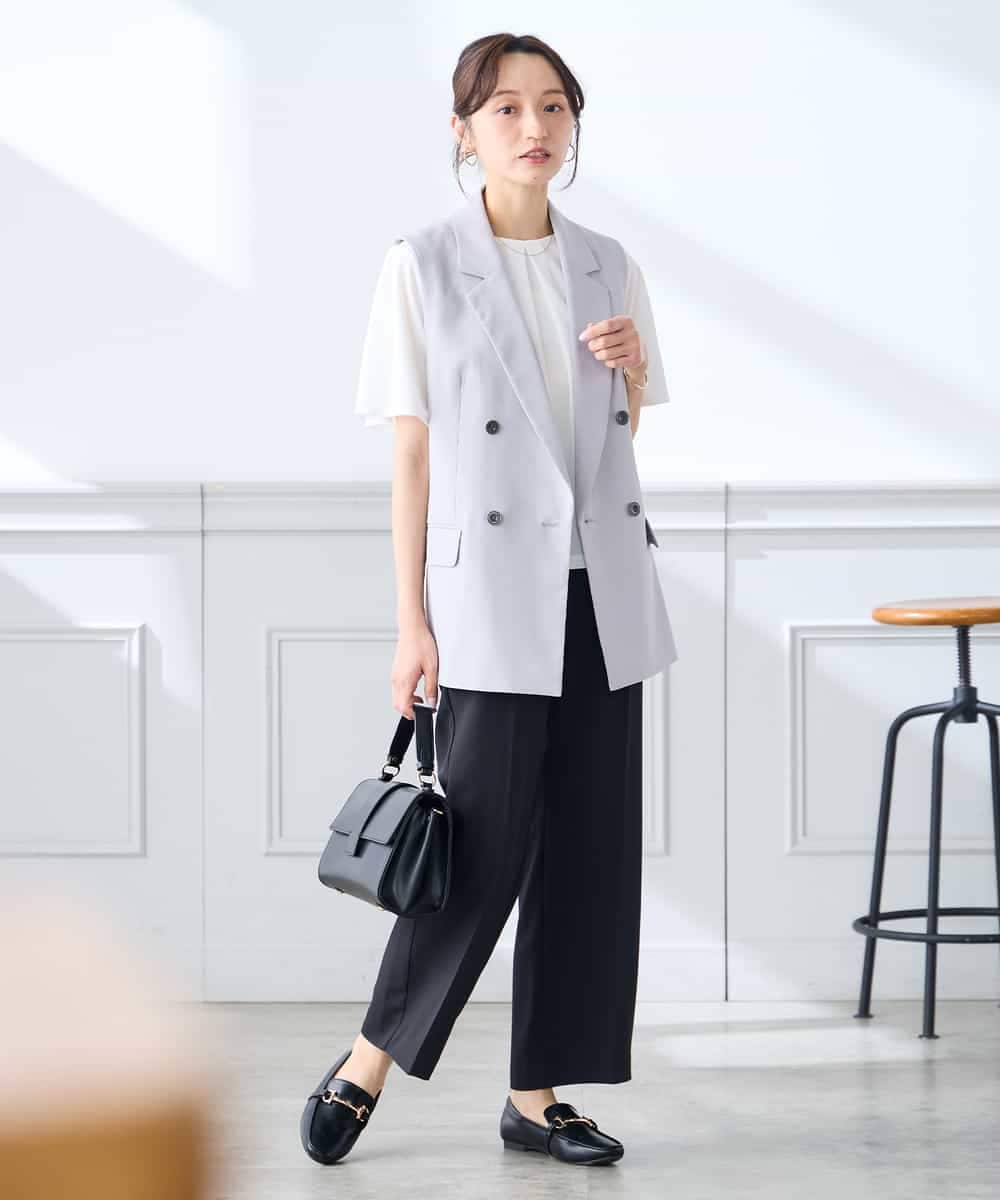 K3LGD16049 a.v.v Elmi(アー・ヴェ・ヴェ) 【低身長サイズ/接触冷感/速乾/UVカット/イージーケア】スッキリ見えストレートパンツ ピンク