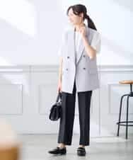 K3LGD16049 a.v.v Elmi(アー・ヴェ・ヴェ) 【低身長サイズ/接触冷感/速乾/UVカット/イージーケア】スッキリ見えストレートパンツ ピンク