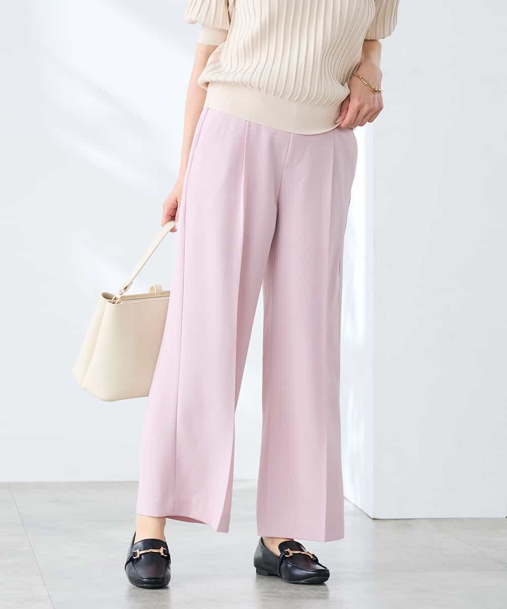K3LGD17049 a.v.v Elmi(アー・ヴェ・ヴェ) 【低身長サイズ/接触冷感/速乾/UVカット/イージーケア】スッキリ見えワイドパンツ ピンク