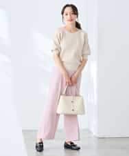 K3LGD17049 a.v.v Elmi(アー・ヴェ・ヴェ) 【低身長サイズ/接触冷感/速乾/UVカット/イージーケア】スッキリ見えワイドパンツ ピンク