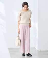 K3LGD17049 a.v.v Elmi(アー・ヴェ・ヴェ) 【低身長サイズ/接触冷感/速乾/UVカット/イージーケア】スッキリ見えワイドパンツ ピンク