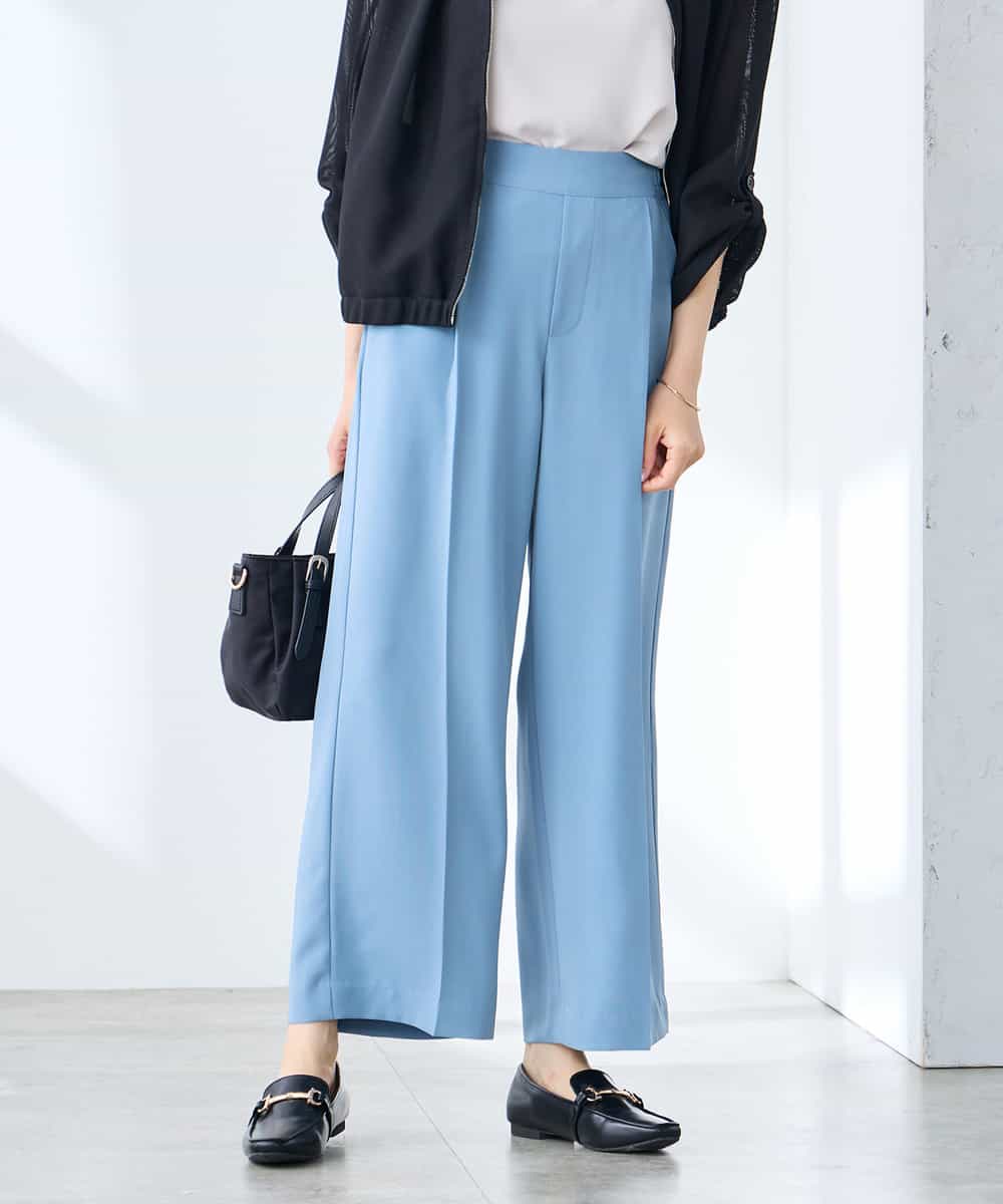 K3LGD17049 a.v.v Elmi(アー・ヴェ・ヴェ) 【低身長サイズ/接触冷感/速乾/UVカット/イージーケア】スッキリ見えワイドパンツ ピンク