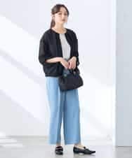 K3LGD17049 a.v.v Elmi(アー・ヴェ・ヴェ) 【低身長サイズ/接触冷感/速乾/UVカット/イージーケア】スッキリ見えワイドパンツ ピンク