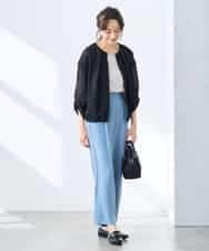 K3LGD17049 a.v.v Elmi(アー・ヴェ・ヴェ) 【低身長サイズ/接触冷感/速乾/UVカット/イージーケア】スッキリ見えワイドパンツ ピンク