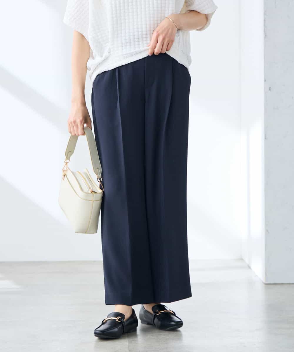 K3LGD17049 a.v.v Elmi(アー・ヴェ・ヴェ) 【低身長サイズ/接触冷感/速乾/UVカット/イージーケア】スッキリ見えワイドパンツ ピンク