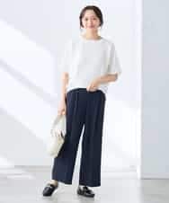 K3LGD17049 a.v.v Elmi(アー・ヴェ・ヴェ) 【低身長サイズ/接触冷感/速乾/UVカット/イージーケア】スッキリ見えワイドパンツ ピンク