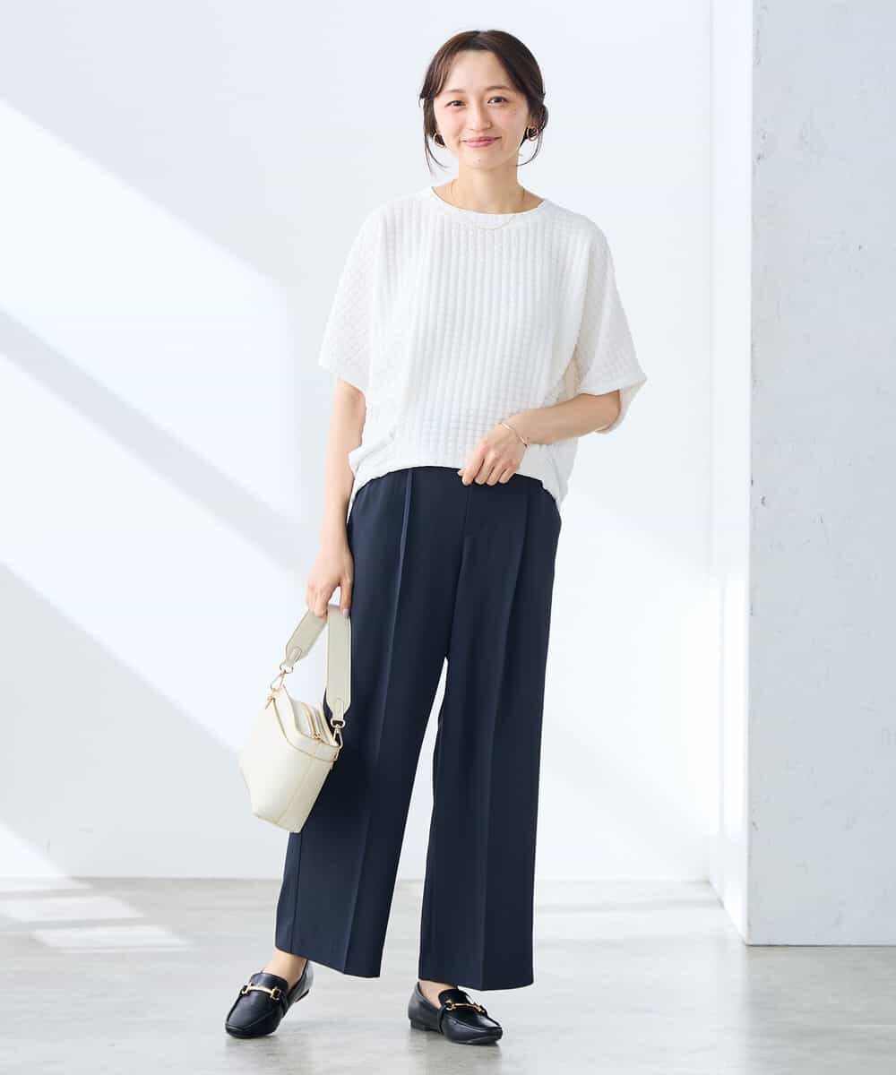 K3LGD17049 a.v.v Elmi(アー・ヴェ・ヴェ) 【低身長サイズ/接触冷感/速乾/UVカット/イージーケア】スッキリ見えワイドパンツ ピンク