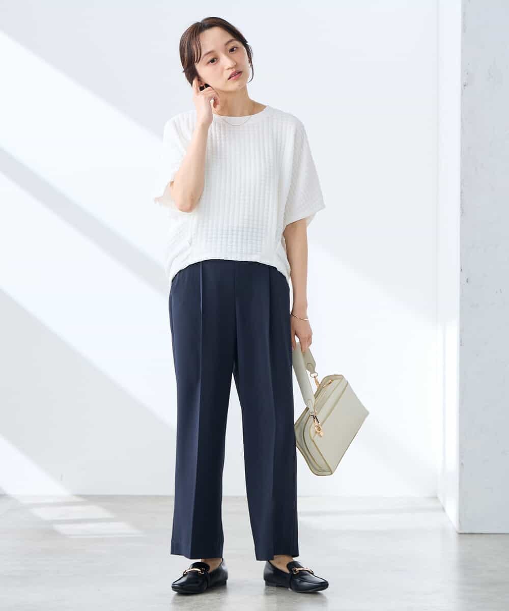 K3LGD17049 a.v.v Elmi(アー・ヴェ・ヴェ) 【低身長サイズ/接触冷感/速乾/UVカット/イージーケア】スッキリ見えワイドパンツ ピンク