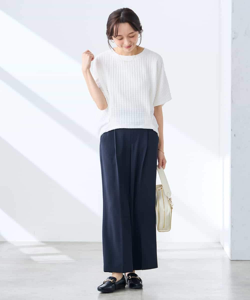 K3LGD17049 a.v.v Elmi(アー・ヴェ・ヴェ) 【低身長サイズ/接触冷感/速乾/UVカット/イージーケア】スッキリ見えワイドパンツ ピンク