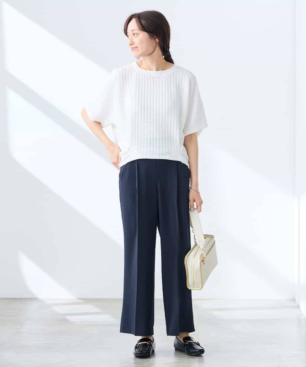 K3LGD17049 a.v.v Elmi(アー・ヴェ・ヴェ) 【低身長サイズ/接触冷感/速乾/UVカット/イージーケア】スッキリ見えワイドパンツ ピンク