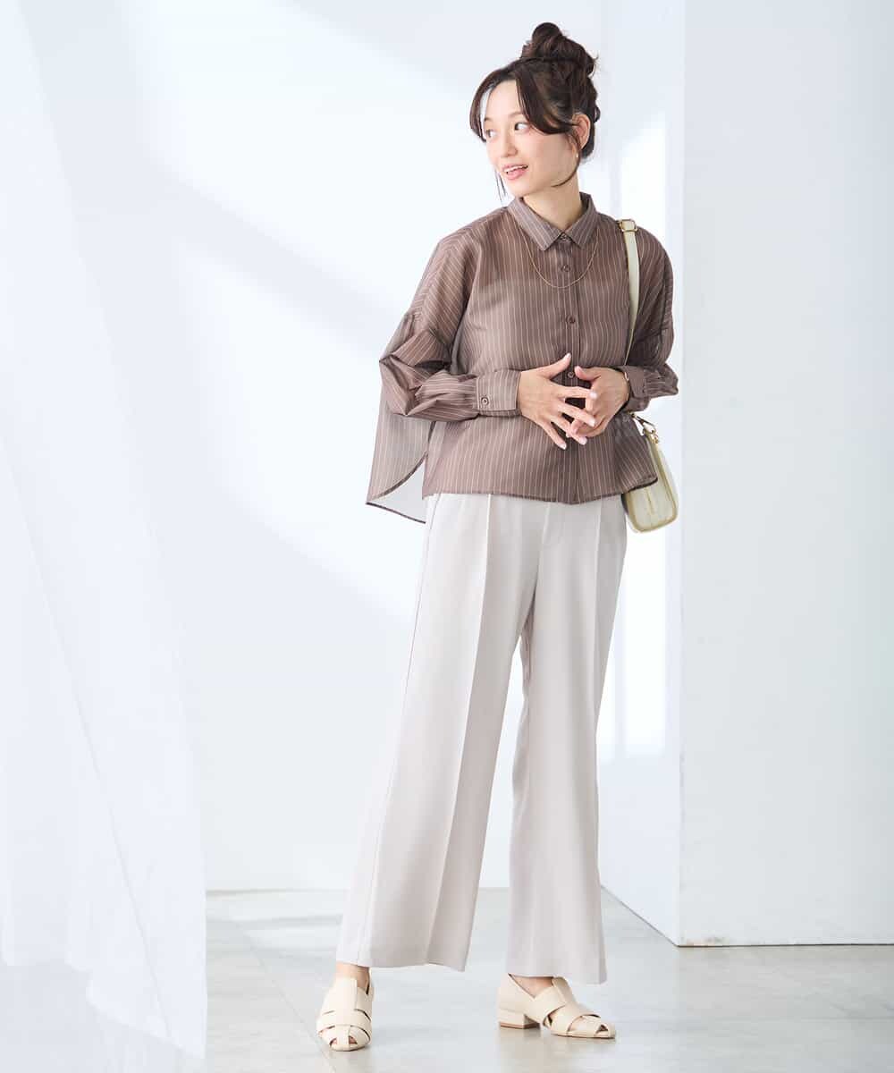 K3LGD17049 a.v.v Elmi(アー・ヴェ・ヴェ) 【低身長サイズ/接触冷感/速乾/UVカット/イージーケア】スッキリ見えワイドパンツ ピンク