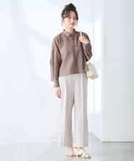 K3LGD17049 a.v.v Elmi(アー・ヴェ・ヴェ) 【低身長サイズ/接触冷感/速乾/UVカット/イージーケア】スッキリ見えワイドパンツ ピンク