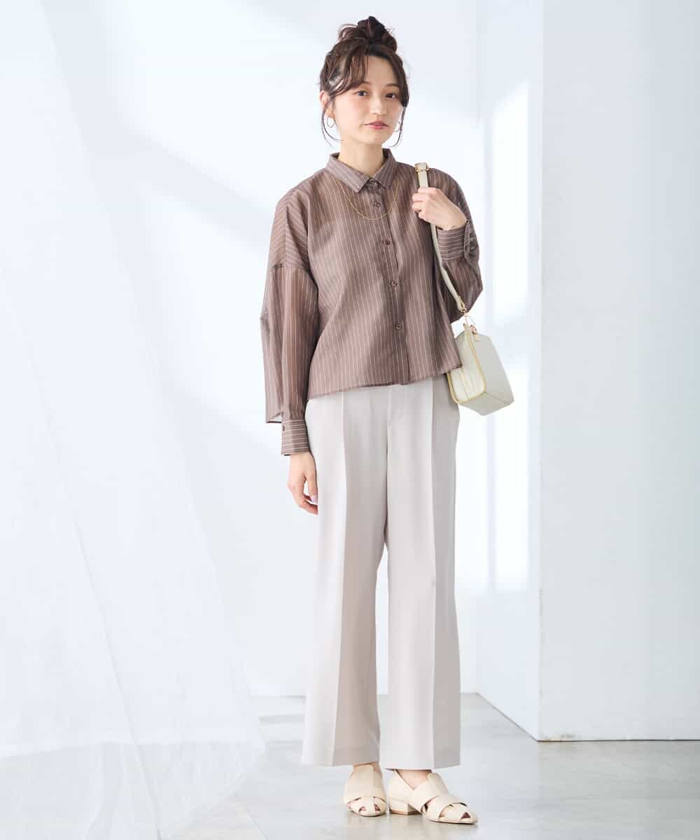 K3LGD17049 a.v.v Elmi(アー・ヴェ・ヴェ) 【低身長サイズ/接触冷感/速乾/UVカット/イージーケア】スッキリ見えワイドパンツ ピンク