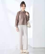 K3LGD17049 a.v.v Elmi(アー・ヴェ・ヴェ) 【低身長サイズ/接触冷感/速乾/UVカット/イージーケア】スッキリ見えワイドパンツ ピンク