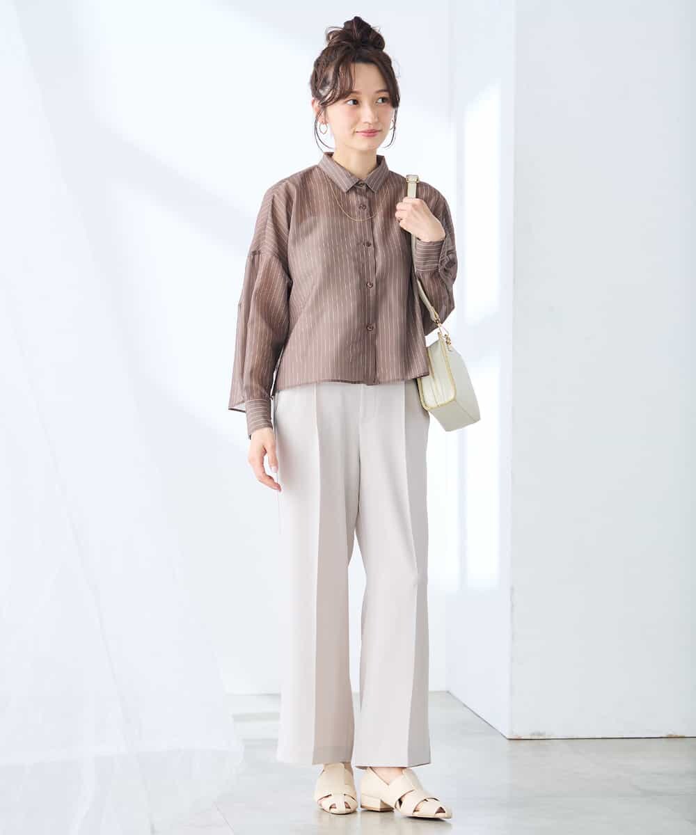 K3LGD17049 a.v.v Elmi(アー・ヴェ・ヴェ) 【低身長サイズ/接触冷感/速乾/UVカット/イージーケア】スッキリ見えワイドパンツ ピンク