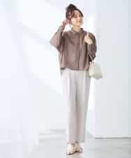 K3LGD17049 a.v.v Elmi(アー・ヴェ・ヴェ) 【低身長サイズ/接触冷感/速乾/UVカット/イージーケア】スッキリ見えワイドパンツ ピンク