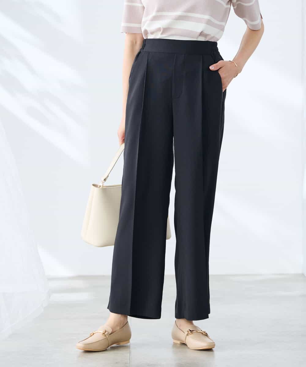 K3LGD17049 a.v.v Elmi(アー・ヴェ・ヴェ) 【低身長サイズ/接触冷感/速乾/UVカット/イージーケア】スッキリ見えワイドパンツ ピンク