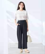 K3LGD17049 a.v.v Elmi(アー・ヴェ・ヴェ) 【低身長サイズ/接触冷感/速乾/UVカット/イージーケア】スッキリ見えワイドパンツ ピンク