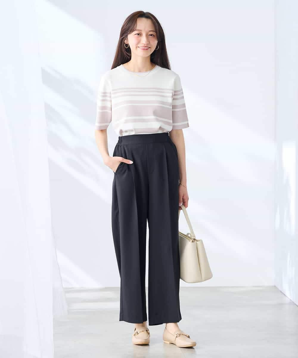 K3LGD17049 a.v.v Elmi(アー・ヴェ・ヴェ) 【低身長サイズ/接触冷感/速乾/UVカット/イージーケア】スッキリ見えワイドパンツ ピンク