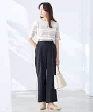 K3LGD17049 a.v.v Elmi(アー・ヴェ・ヴェ) 【低身長サイズ/接触冷感/速乾/UVカット/イージーケア】スッキリ見えワイドパンツ ピンク