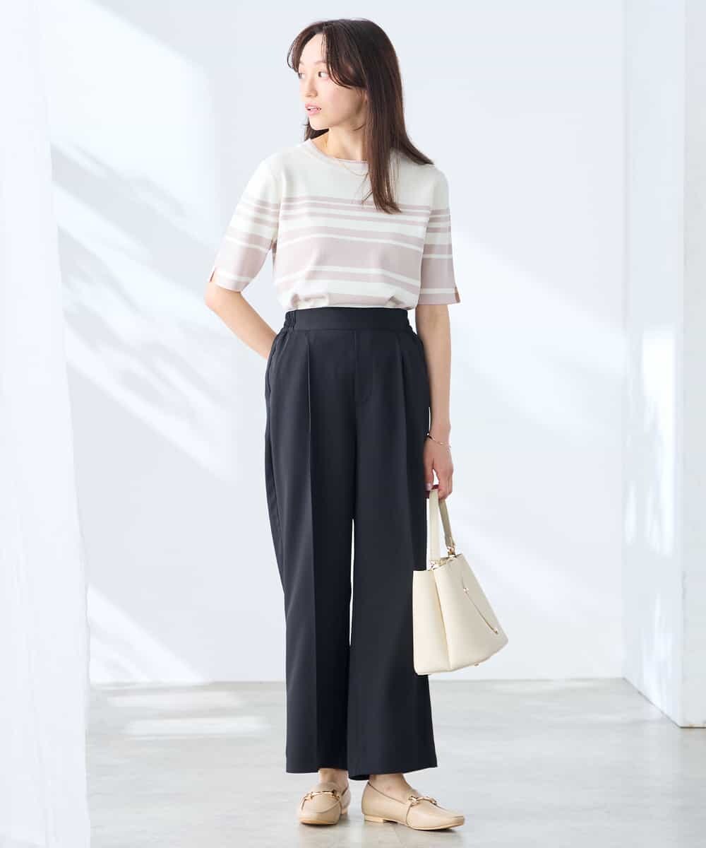 K3LGD17049 a.v.v Elmi(アー・ヴェ・ヴェ) 【低身長サイズ/接触冷感/速乾/UVカット/イージーケア】スッキリ見えワイドパンツ ピンク