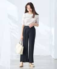 K3LGD17049 a.v.v Elmi(アー・ヴェ・ヴェ) 【低身長サイズ/接触冷感/速乾/UVカット/イージーケア】スッキリ見えワイドパンツ ピンク