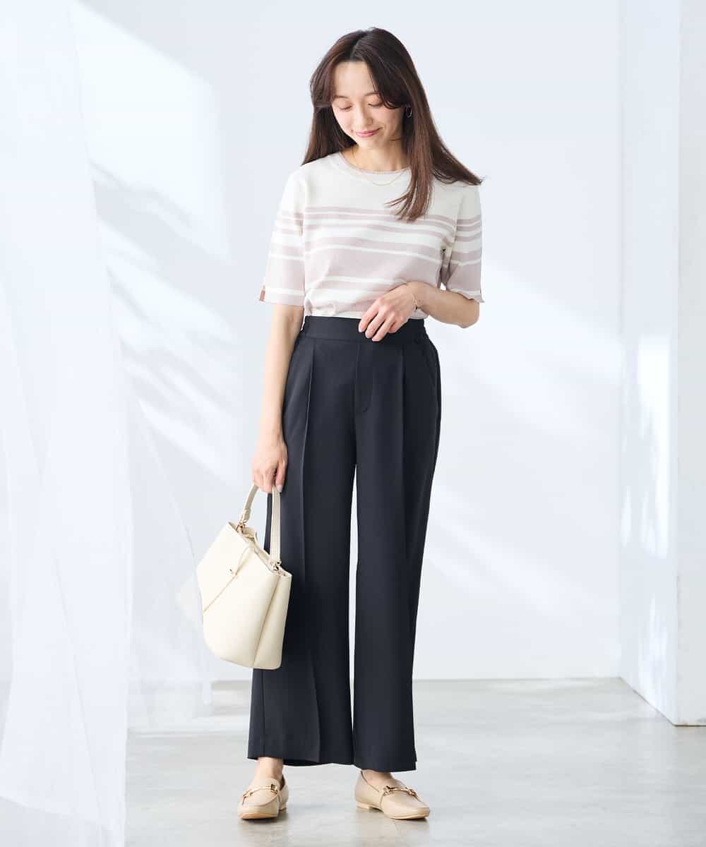 K3LGD17049 a.v.v Elmi(アー・ヴェ・ヴェ) 【低身長サイズ/接触冷感/速乾/UVカット/イージーケア】スッキリ見えワイドパンツ ピンク