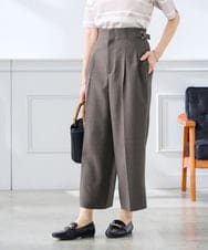 K3LGD19059 a.v.v Elmi(アー・ヴェ・ヴェ) 【低身長サイズ/接触冷感/UVカット】リネンライククロップドパンツ【セットアップ対応/アンチピリング】 ネイビー