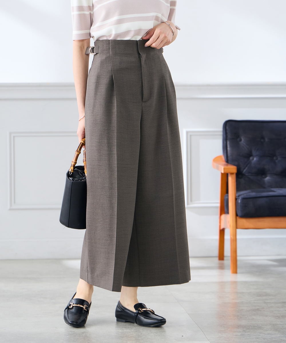 K3LGD19059 a.v.v Elmi(アー・ヴェ・ヴェ) 【低身長サイズ/接触冷感/UVカット】リネンライククロップドパンツ【セットアップ対応/アンチピリング】 ネイビー