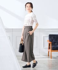 K3LGD19059 a.v.v Elmi(アー・ヴェ・ヴェ) 【低身長サイズ/接触冷感/UVカット】リネンライククロップドパンツ【セットアップ対応/アンチピリング】 ネイビー