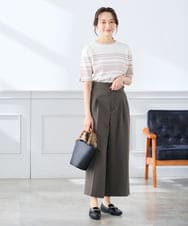 K3LGD19059 a.v.v Elmi(アー・ヴェ・ヴェ) 【低身長サイズ/接触冷感/UVカット】リネンライククロップドパンツ【セットアップ対応/アンチピリング】 ネイビー