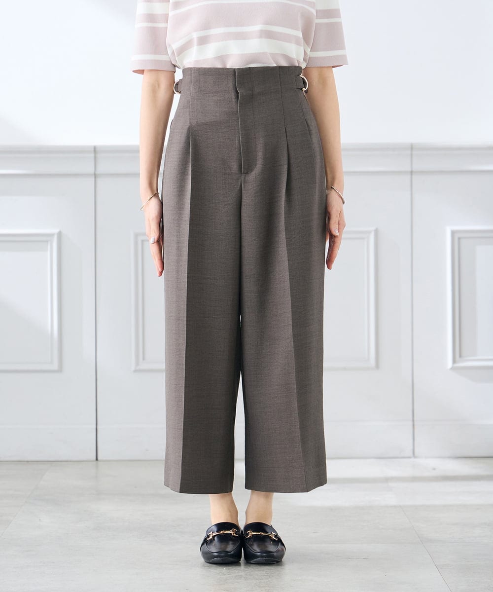 K3LGD19059 a.v.v Elmi(アー・ヴェ・ヴェ) 【低身長サイズ/接触冷感/UVカット】リネンライククロップドパンツ【セットアップ対応/アンチピリング】 ネイビー