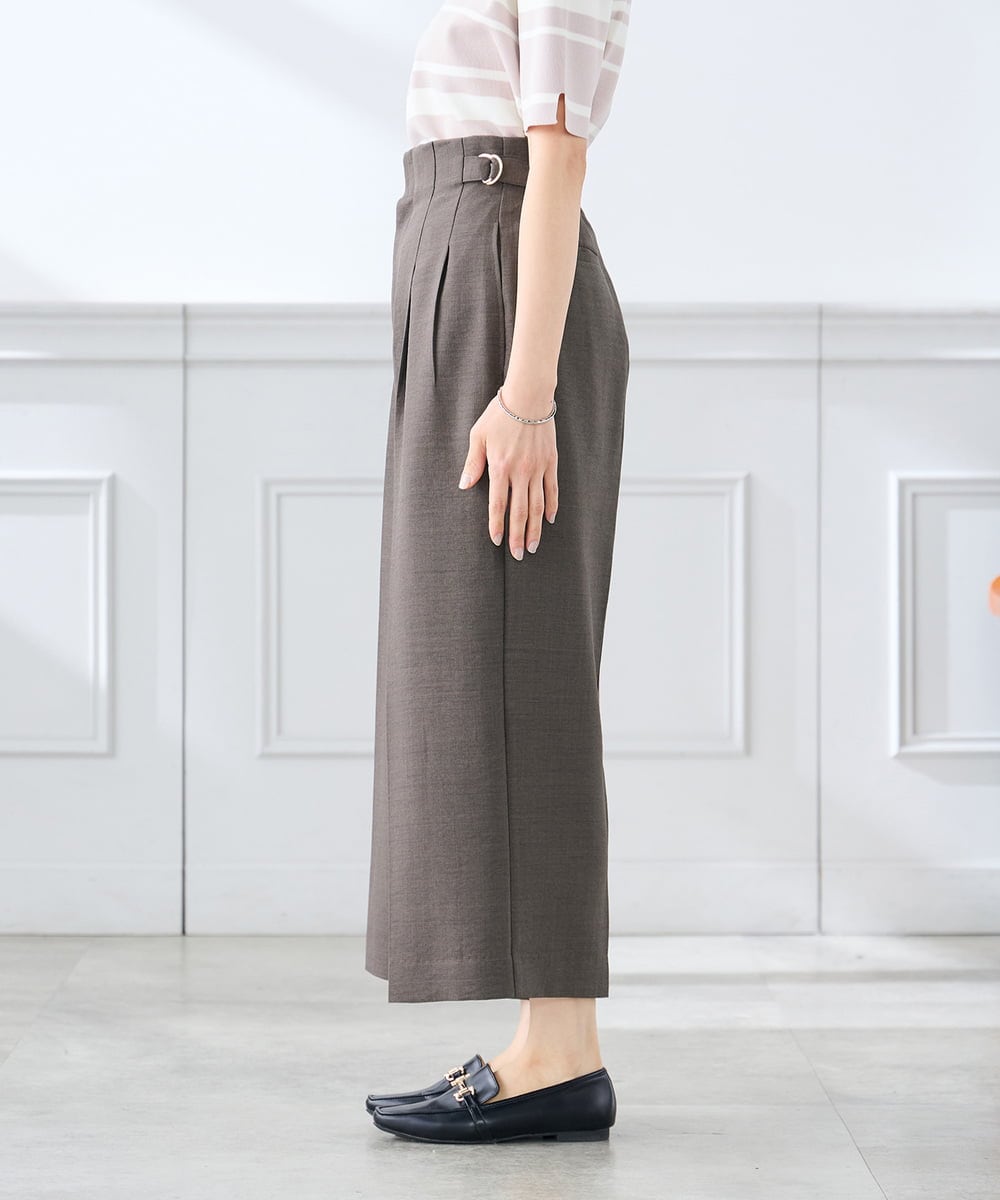 K3LGD19059 a.v.v Elmi(アー・ヴェ・ヴェ) 【低身長サイズ/接触冷感/UVカット】リネンライククロップドパンツ【セットアップ対応/アンチピリング】 ネイビー