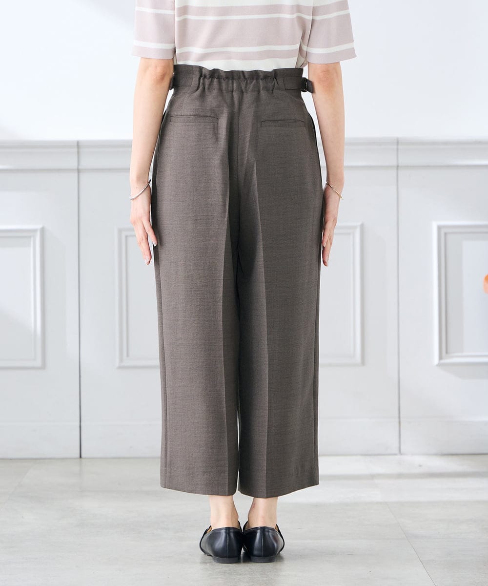 K3LGD19059 a.v.v Elmi(アー・ヴェ・ヴェ) 【低身長サイズ/接触冷感/UVカット】リネンライククロップドパンツ【セットアップ対応/アンチピリング】 ネイビー