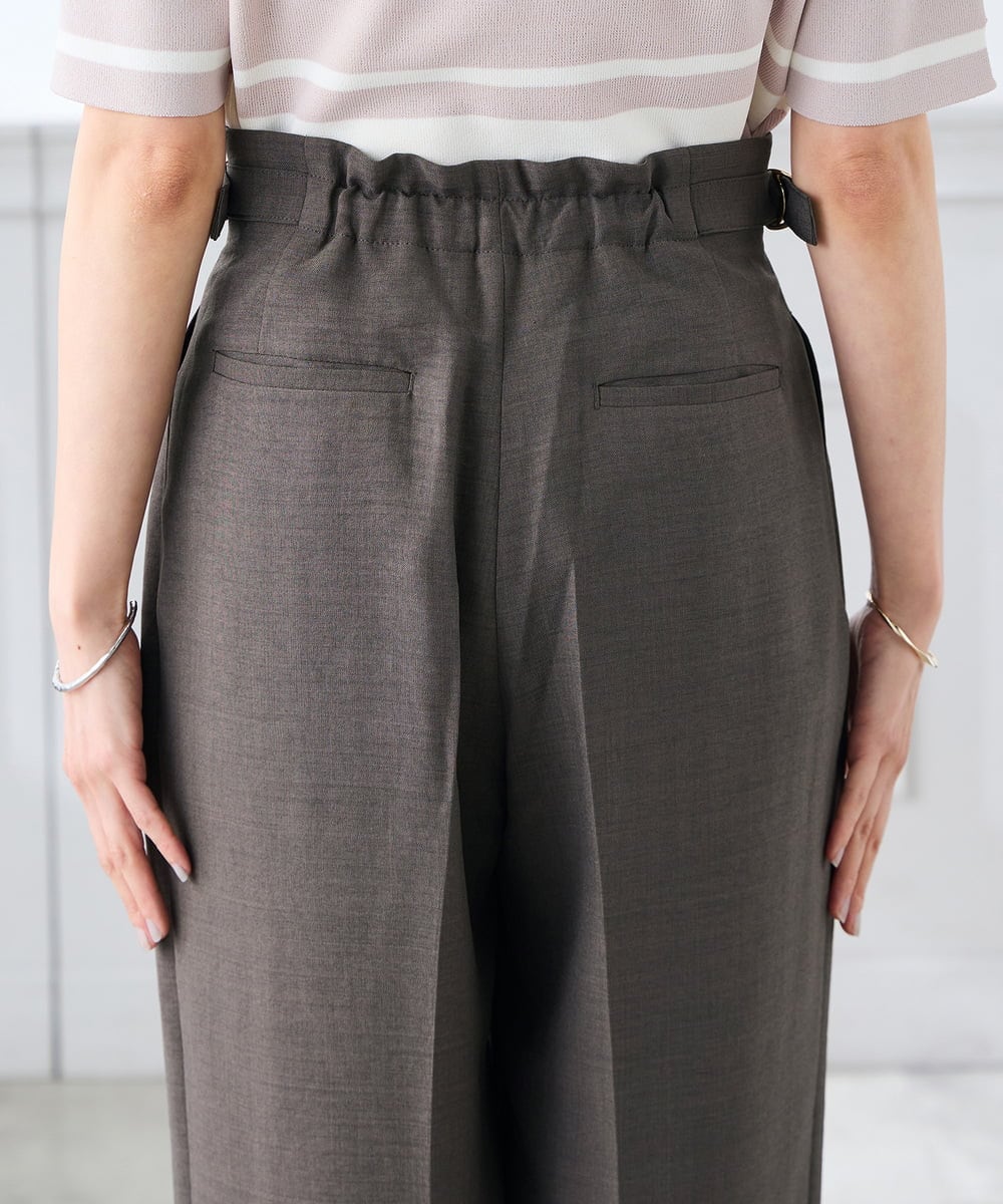 K3LGD19059 a.v.v Elmi(アー・ヴェ・ヴェ) 【低身長サイズ/接触冷感/UVカット】リネンライククロップドパンツ【セットアップ対応/アンチピリング】 ネイビー