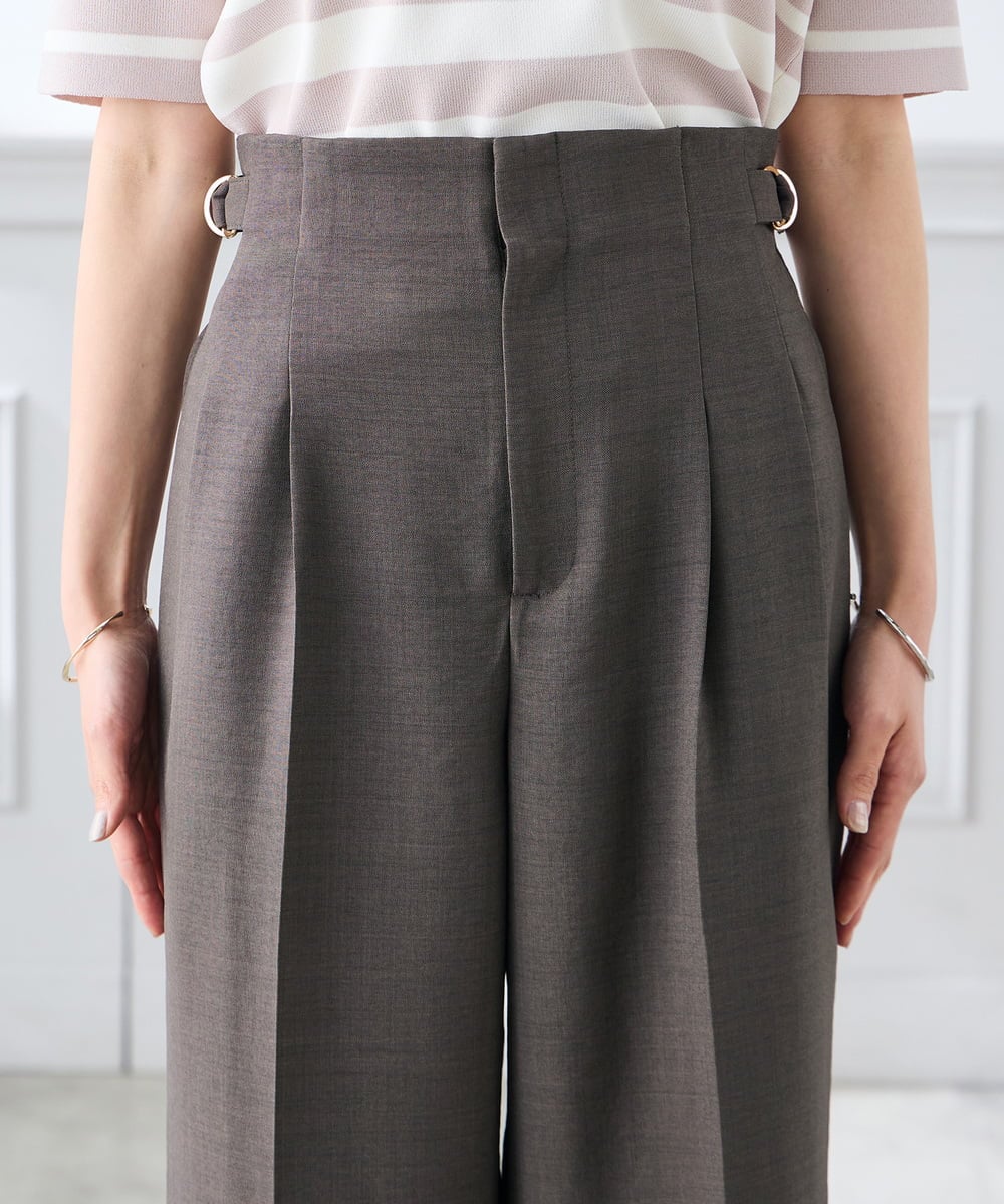 K3LGD19059 a.v.v Elmi(アー・ヴェ・ヴェ) 【低身長サイズ/接触冷感/UVカット】リネンライククロップドパンツ【セットアップ対応/アンチピリング】 ネイビー