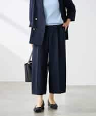 K3LGD19059 a.v.v Elmi(アー・ヴェ・ヴェ) 【低身長サイズ/接触冷感/UVカット】リネンライククロップドパンツ【セットアップ対応/アンチピリング】 ネイビー