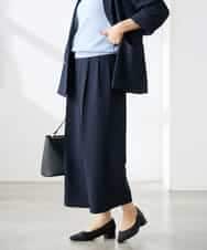 K3LGD19059 a.v.v Elmi(アー・ヴェ・ヴェ) 【低身長サイズ/接触冷感/UVカット】リネンライククロップドパンツ【セットアップ対応/アンチピリング】 ネイビー