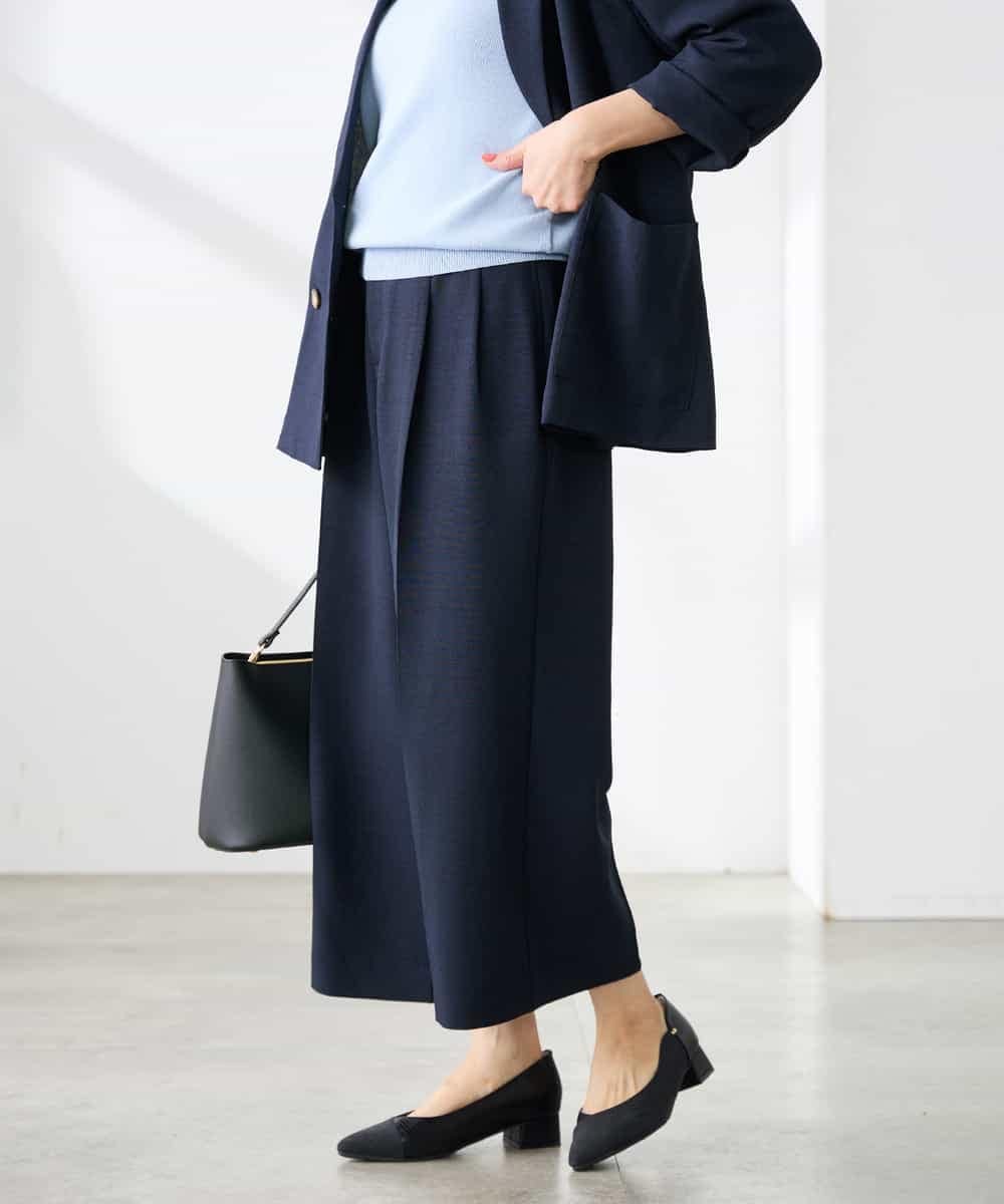 K3LGD19059 a.v.v Elmi(アー・ヴェ・ヴェ) 【低身長サイズ/接触冷感/UVカット】リネンライククロップドパンツ【セットアップ対応/アンチピリング】 ネイビー