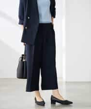 K3LGD19059 a.v.v Elmi(アー・ヴェ・ヴェ) 【低身長サイズ/接触冷感/UVカット】リネンライククロップドパンツ【セットアップ対応/アンチピリング】 ネイビー