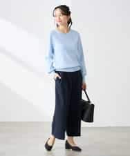 K3LGD19059 a.v.v Elmi(アー・ヴェ・ヴェ) 【低身長サイズ/接触冷感/UVカット】リネンライククロップドパンツ【セットアップ対応/アンチピリング】 ネイビー