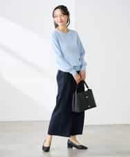 K3LGD19059 a.v.v Elmi(アー・ヴェ・ヴェ) 【低身長サイズ/接触冷感/UVカット】リネンライククロップドパンツ【セットアップ対応/アンチピリング】 ネイビー