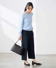 K3LGD19059 a.v.v Elmi(アー・ヴェ・ヴェ) 【低身長サイズ/接触冷感/UVカット】リネンライククロップドパンツ【セットアップ対応/アンチピリング】 ネイビー