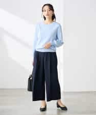 K3LGD19059 a.v.v Elmi(アー・ヴェ・ヴェ) 【低身長サイズ/接触冷感/UVカット】リネンライククロップドパンツ【セットアップ対応/アンチピリング】 ネイビー