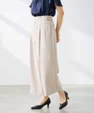 K3LGD19059 a.v.v Elmi(アー・ヴェ・ヴェ) 【低身長サイズ/接触冷感/UVカット】リネンライククロップドパンツ【セットアップ対応/アンチピリング】 ネイビー