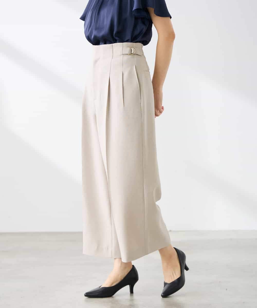 K3LGD19059 a.v.v Elmi(アー・ヴェ・ヴェ) 【低身長サイズ/接触冷感/UVカット】リネンライククロップドパンツ【セットアップ対応/アンチピリング】 ネイビー