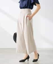 K3LGD19059 a.v.v Elmi(アー・ヴェ・ヴェ) 【低身長サイズ/接触冷感/UVカット】リネンライククロップドパンツ【セットアップ対応/アンチピリング】 ネイビー